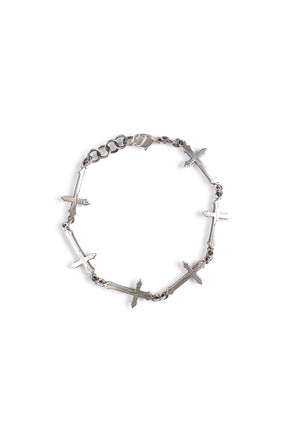CRACKED CROSS SILVER BRACELET / SIL
