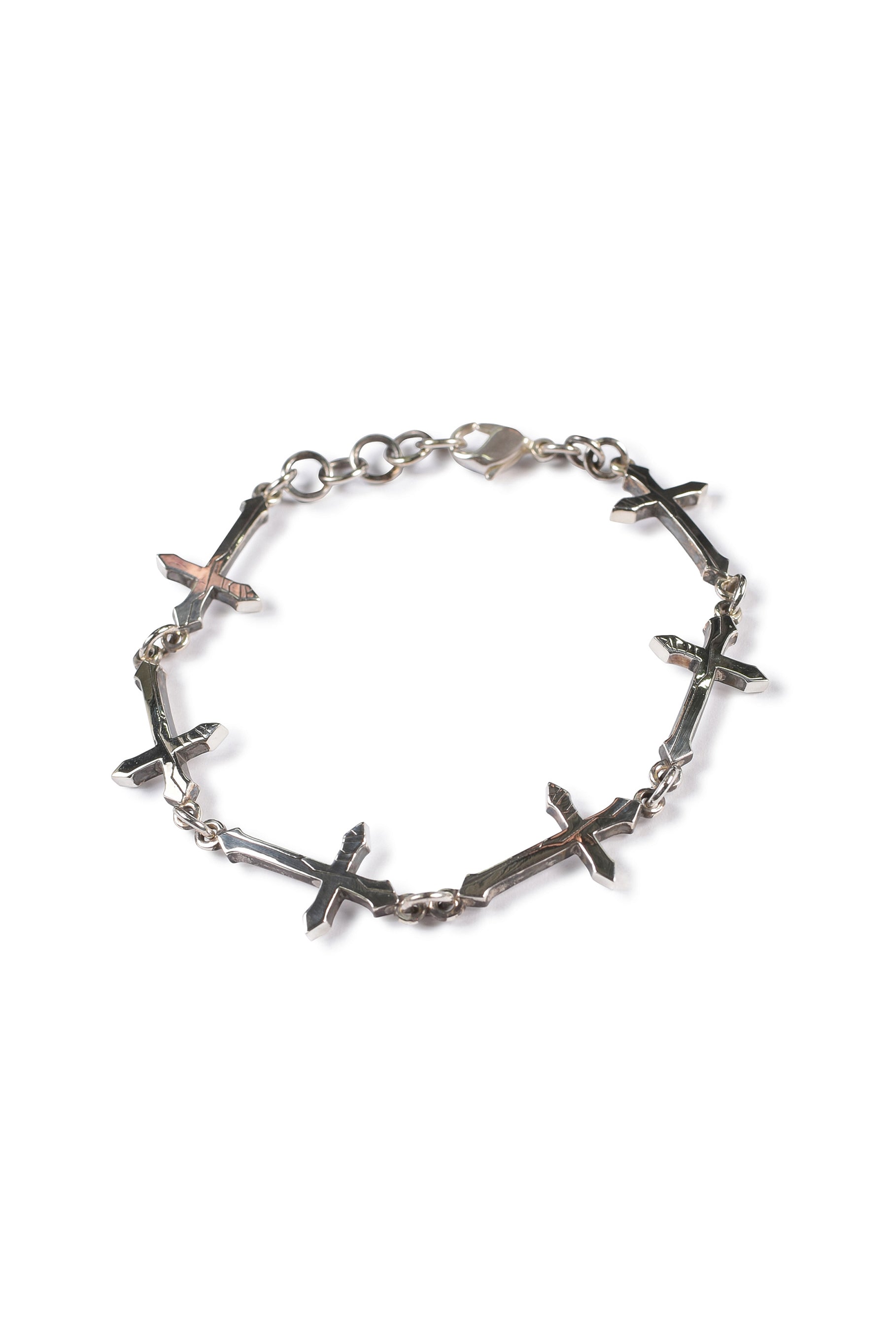 CRACKED CROSS SILVER BRACELET / SIL