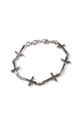 CRACKED CROSS SILVER BRACELET / SIL