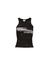 STARRY SKY RHINESTONE RIBBED PRINT VEST / BLK