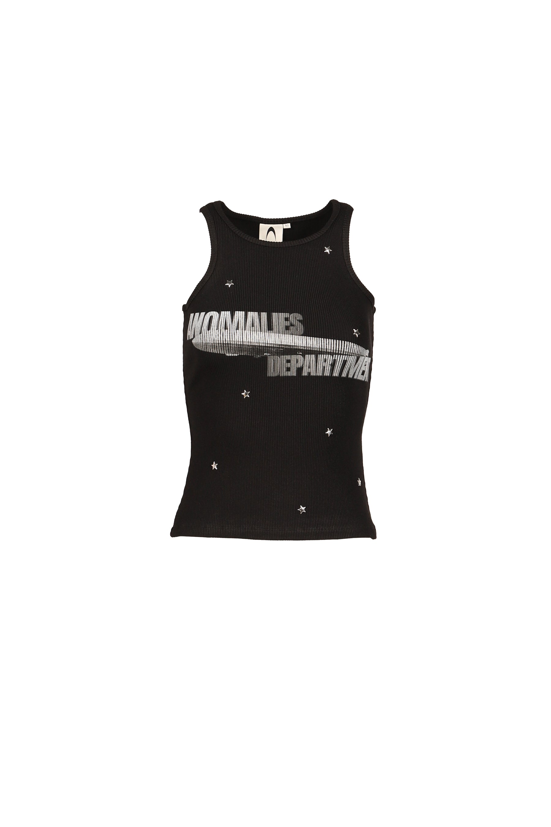 STARRY SKY RHINESTONE RIBBED PRINT VEST / BLK