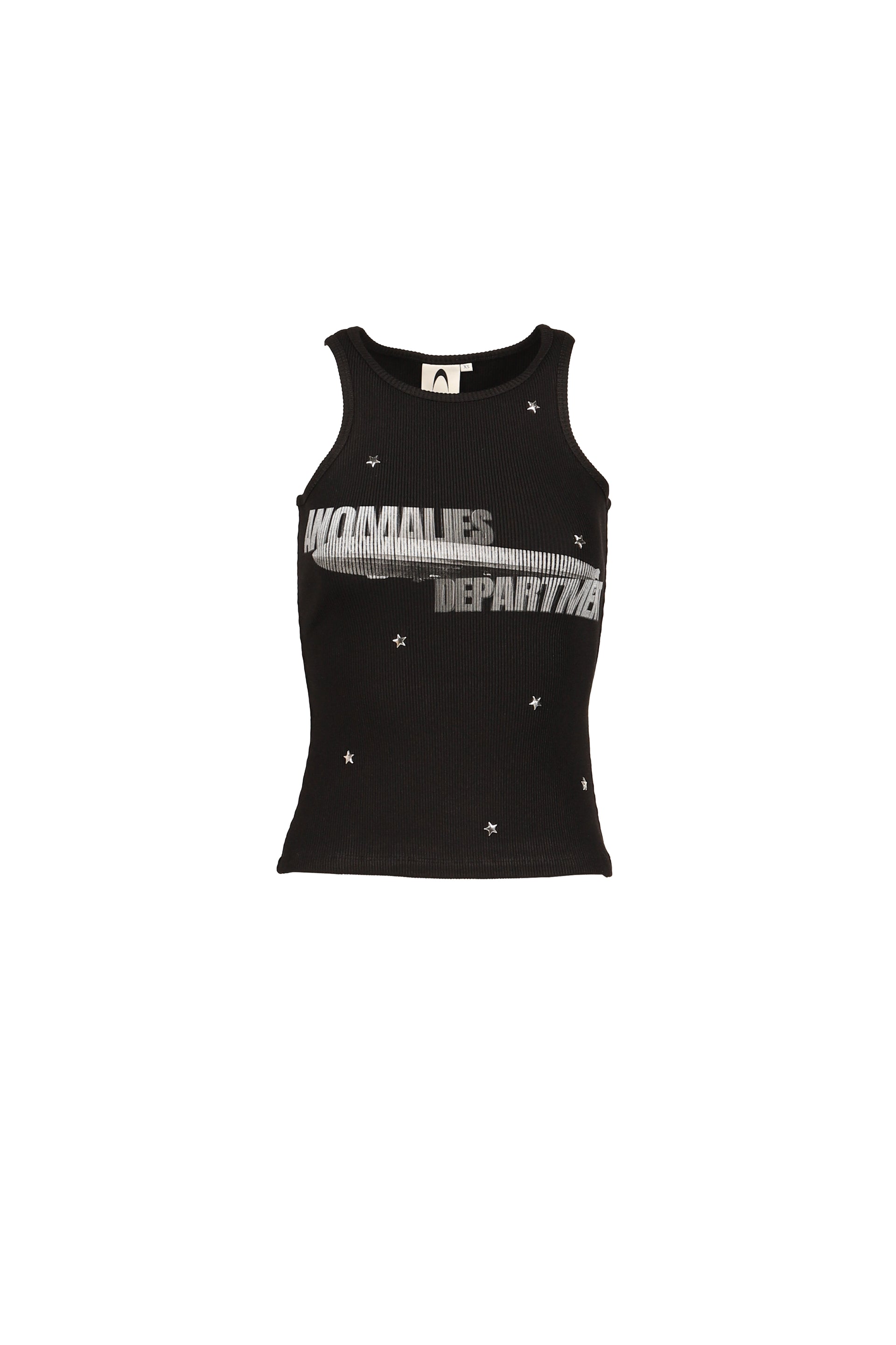 STARRY SKY RHINESTONE RIBBED PRINT VEST / BLK
