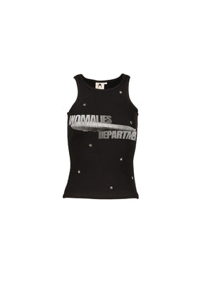 STARRY SKY RHINESTONE RIBBED PRINT VEST / BLK