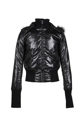SHINY NYLON SHRUNKEN JACKET / BLK