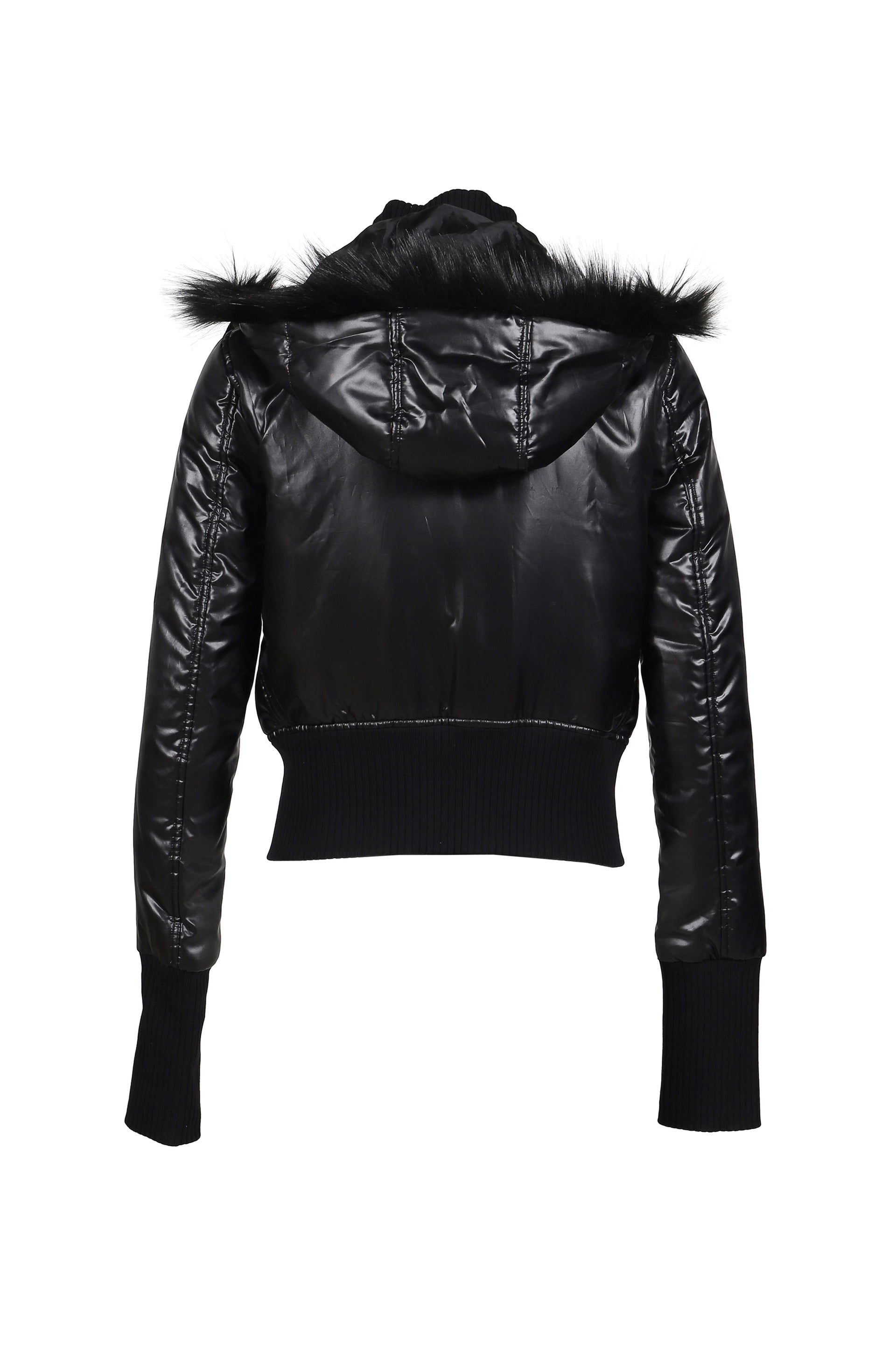 SHINY NYLON SHRUNKEN JACKET / BLK