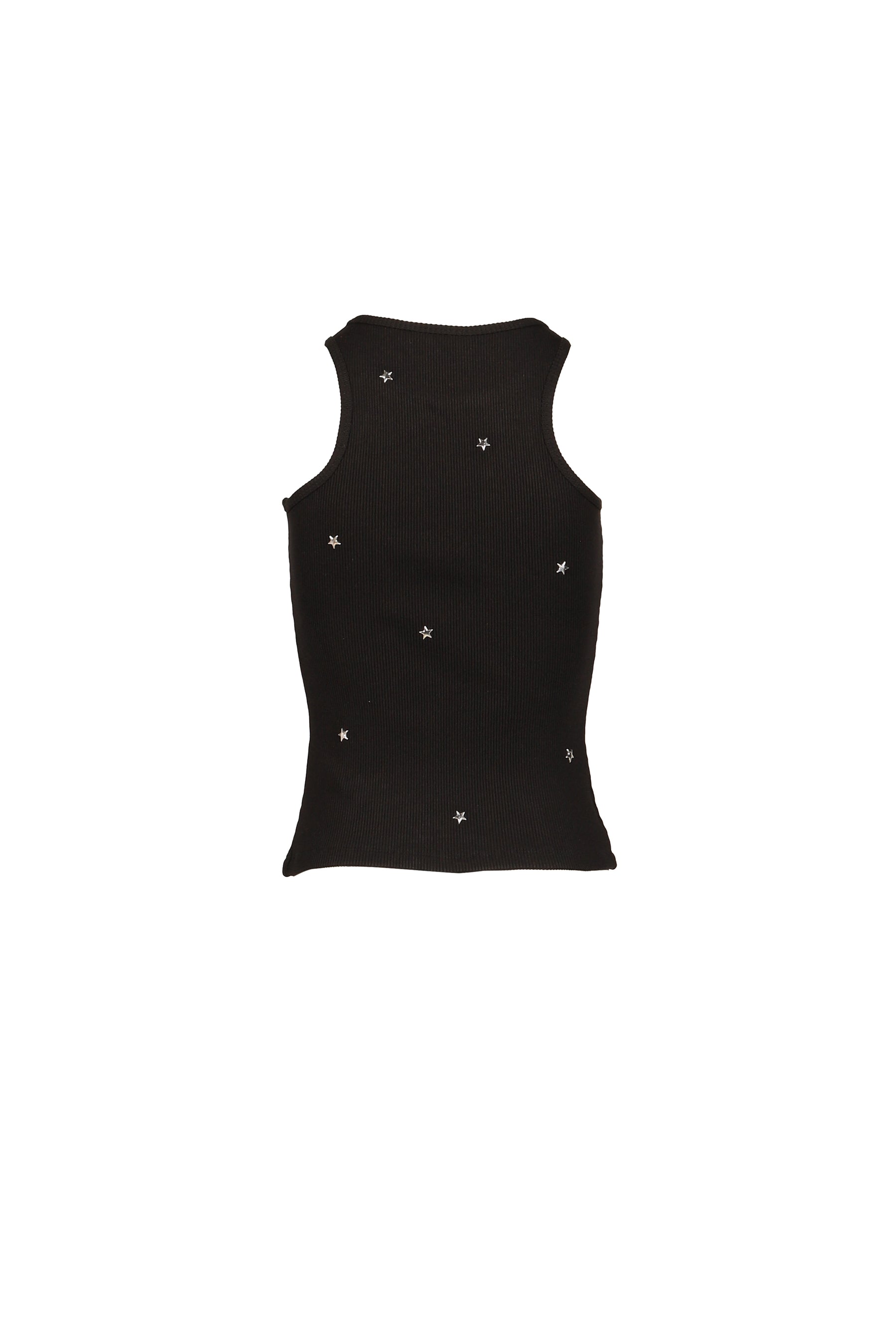 STARRY SKY RHINESTONE RIBBED PRINT VEST / BLK