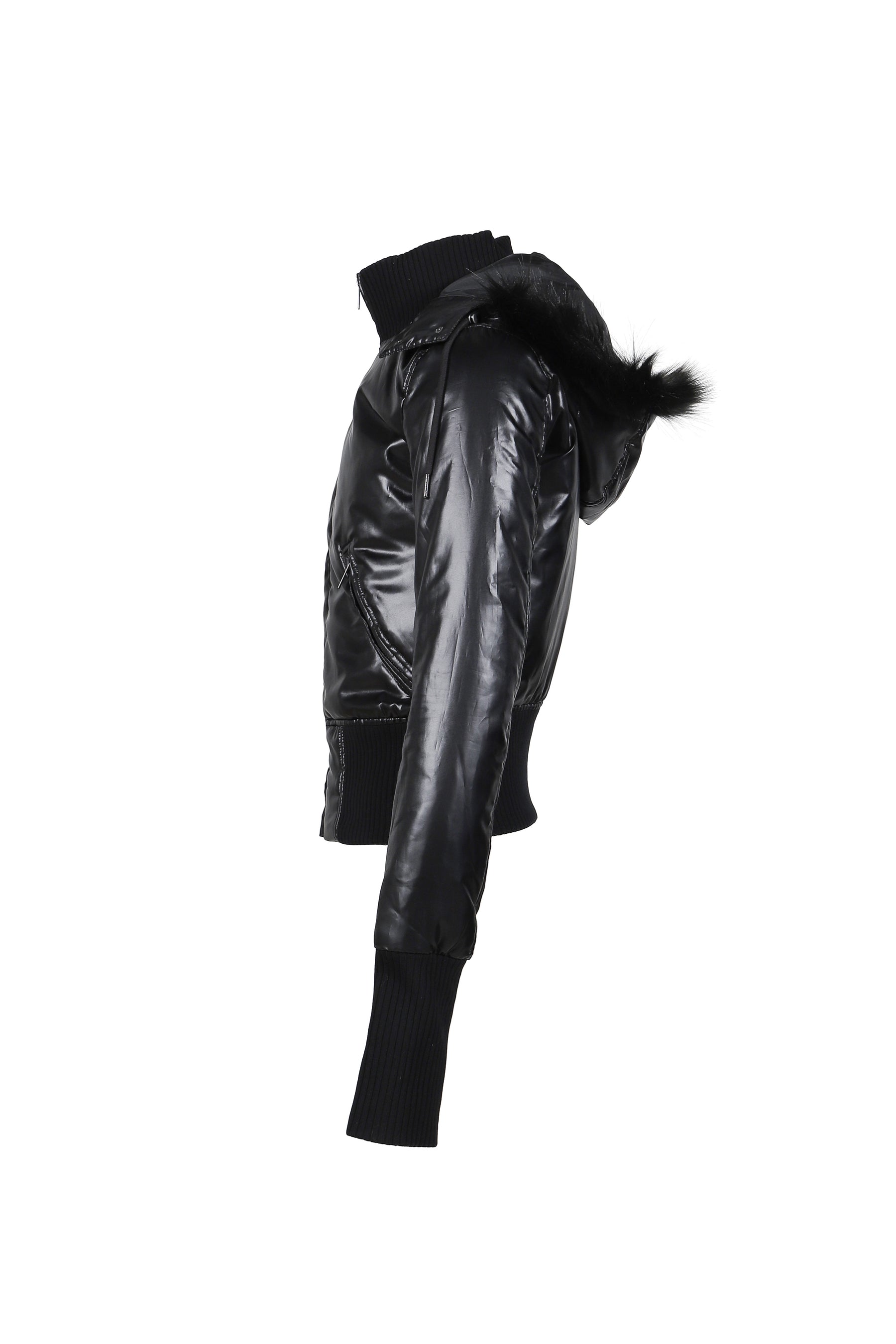 SHINY NYLON SHRUNKEN JACKET / BLK