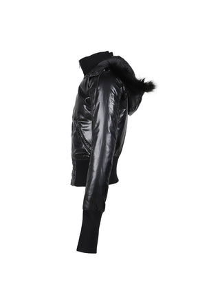 SHINY NYLON SHRUNKEN JACKET / BLK