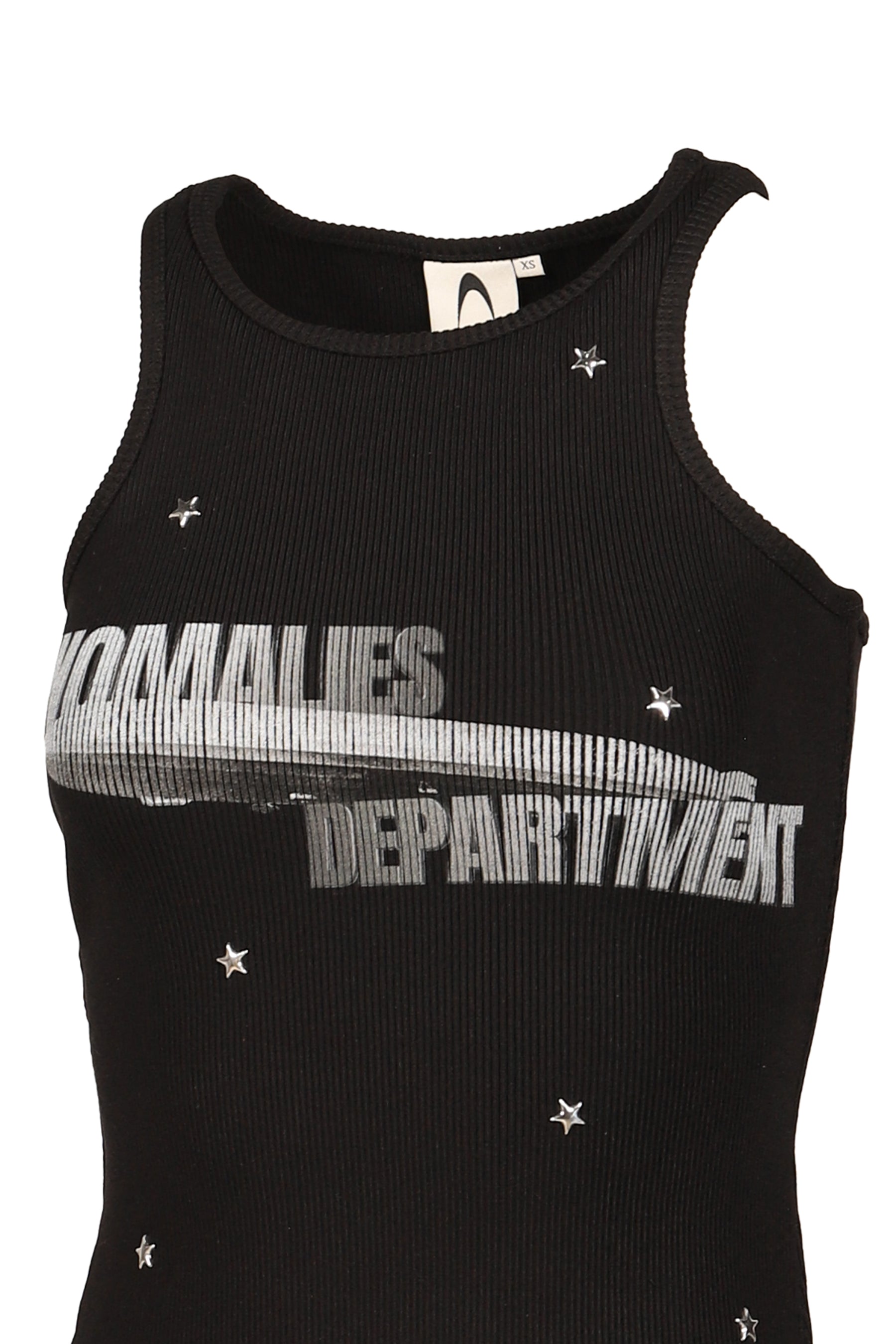 STARRY SKY RHINESTONE RIBBED PRINT VEST / BLK