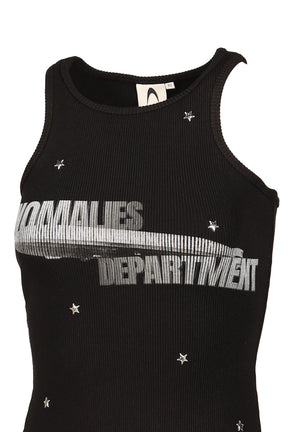 STARRY SKY RHINESTONE RIBBED PRINT VEST / BLK