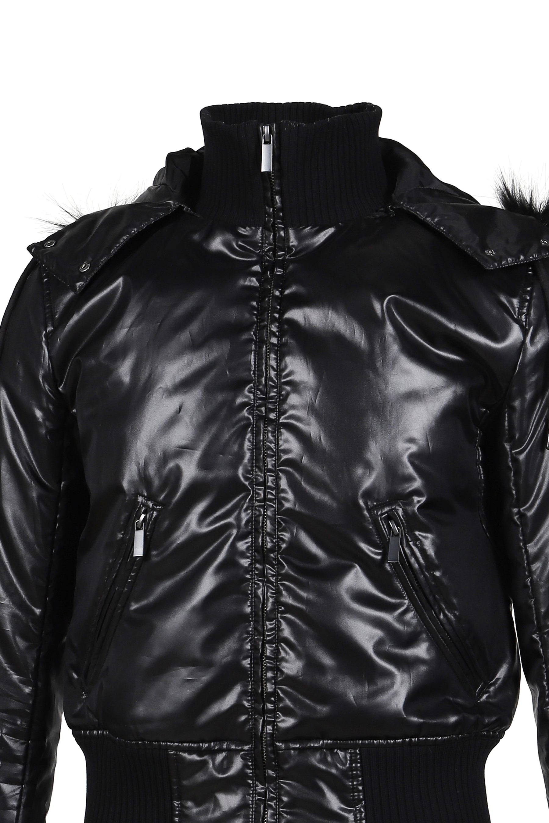 SHINY NYLON SHRUNKEN JACKET / BLK
