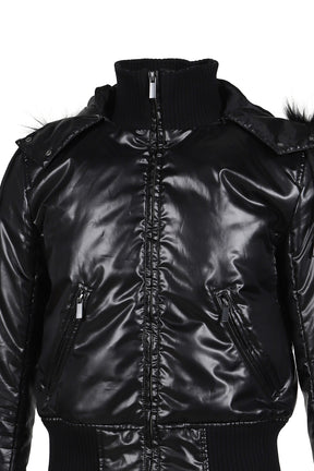 SHINY NYLON SHRUNKEN JACKET / BLK
