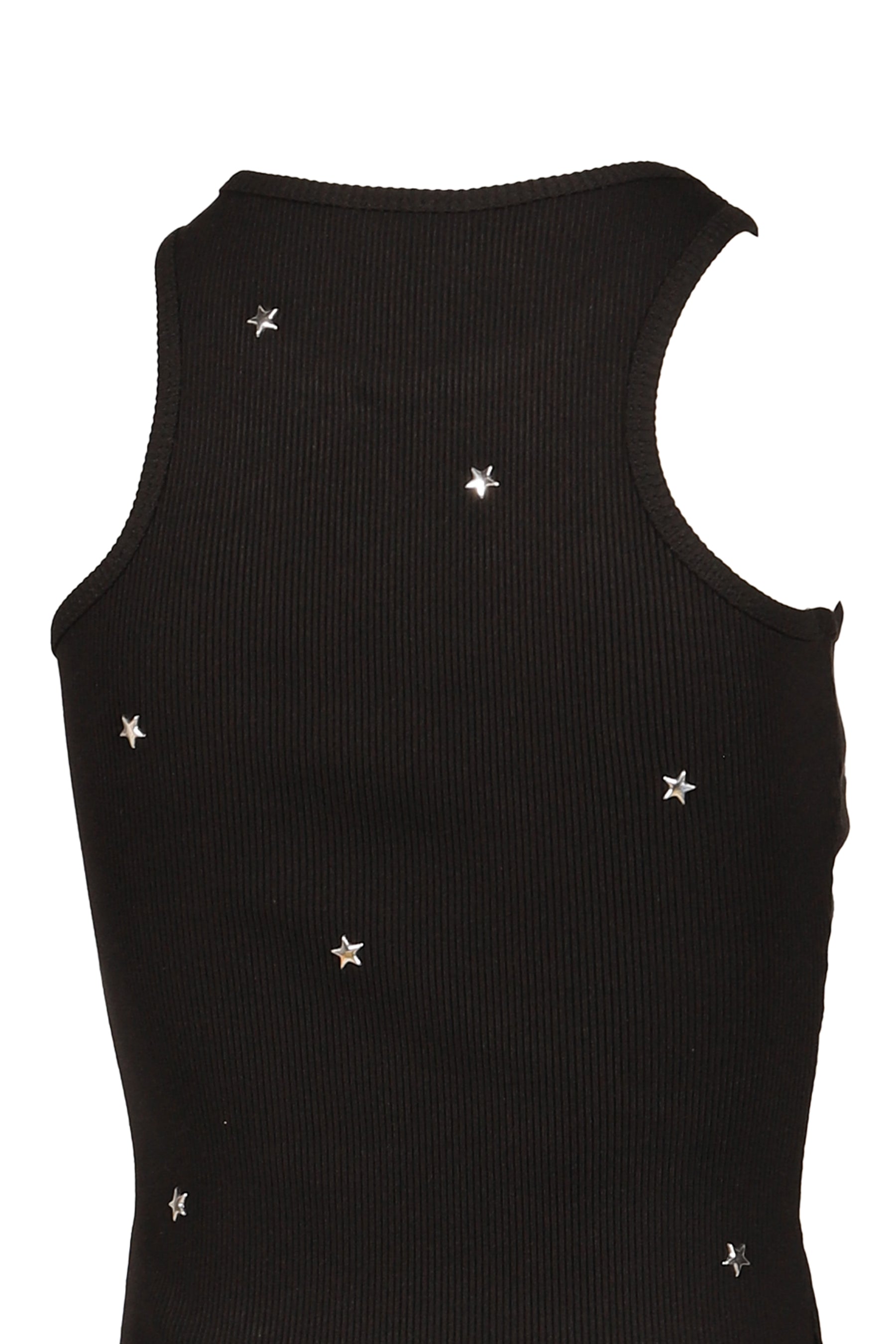 STARRY SKY RHINESTONE RIBBED PRINT VEST / BLK