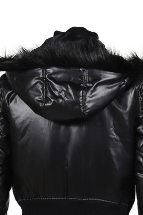 SHINY NYLON SHRUNKEN JACKET / BLK