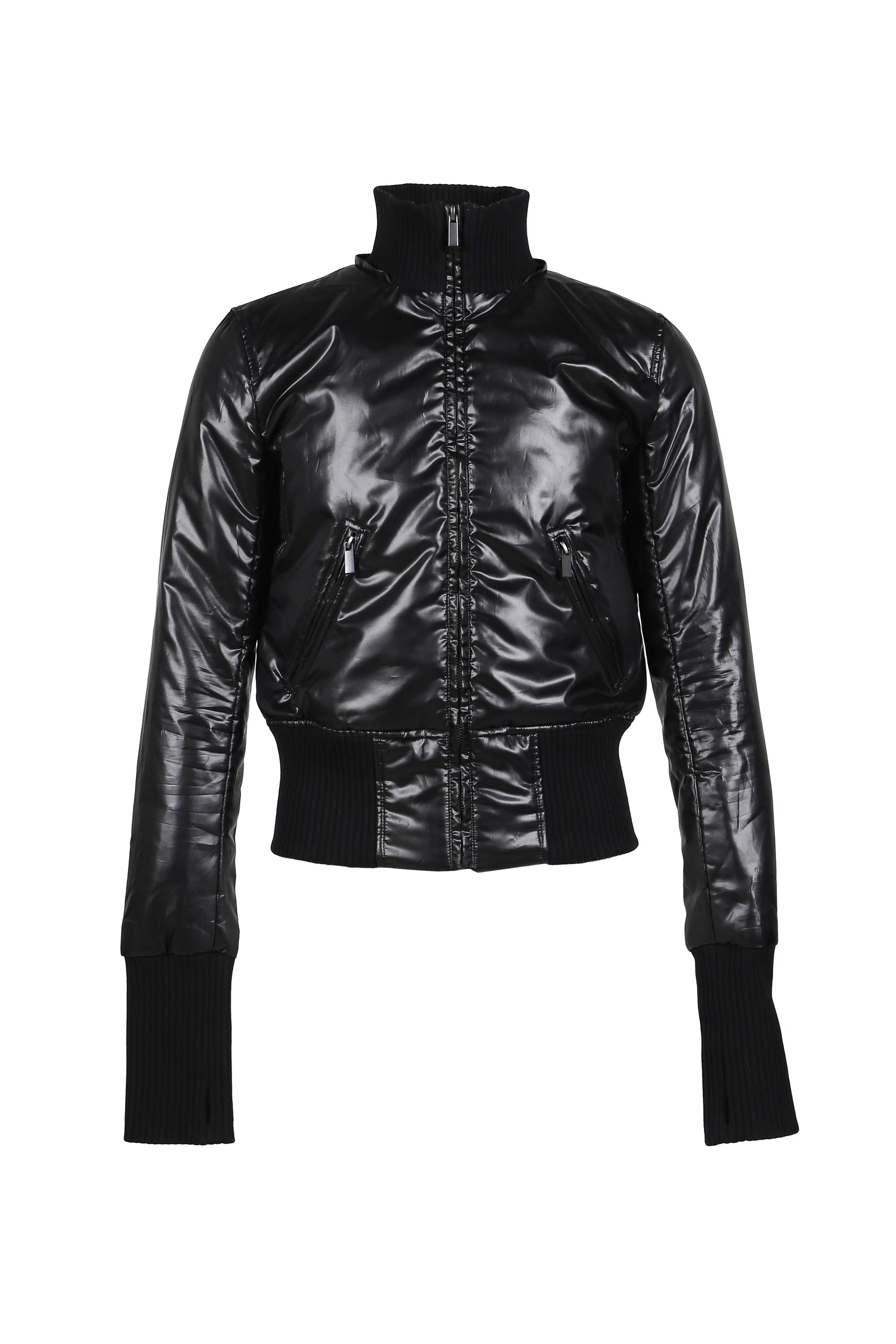 SHINY NYLON SHRUNKEN JACKET / BLK