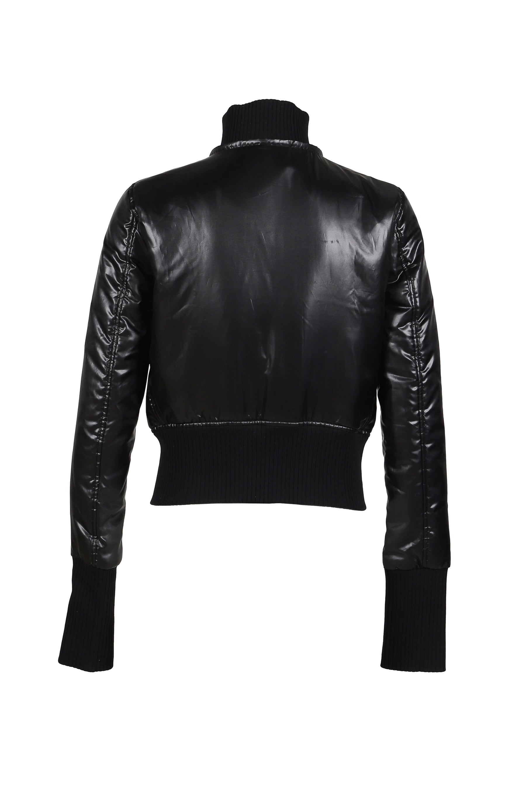 SHINY NYLON SHRUNKEN JACKET / BLK