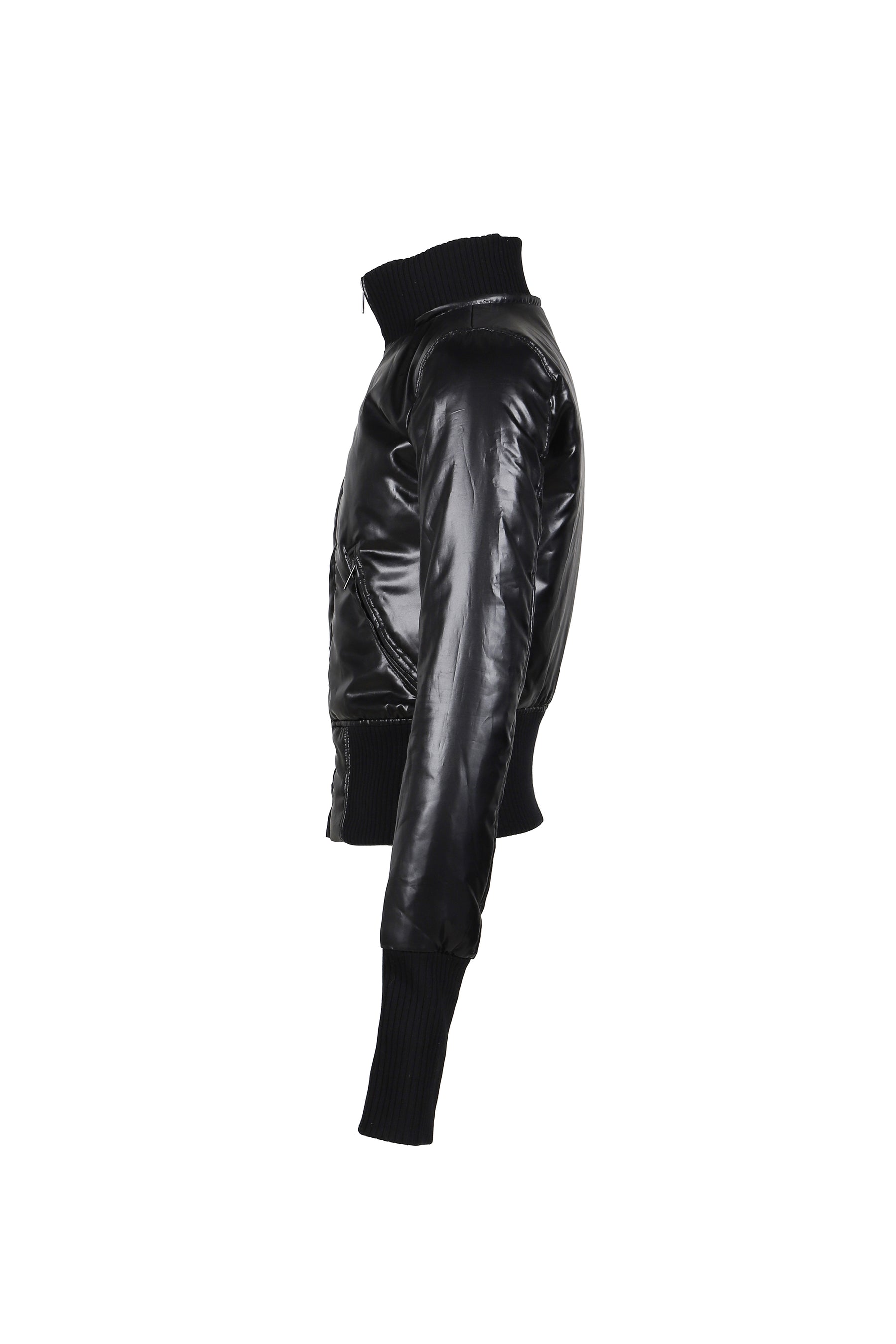 SHINY NYLON SHRUNKEN JACKET / BLK