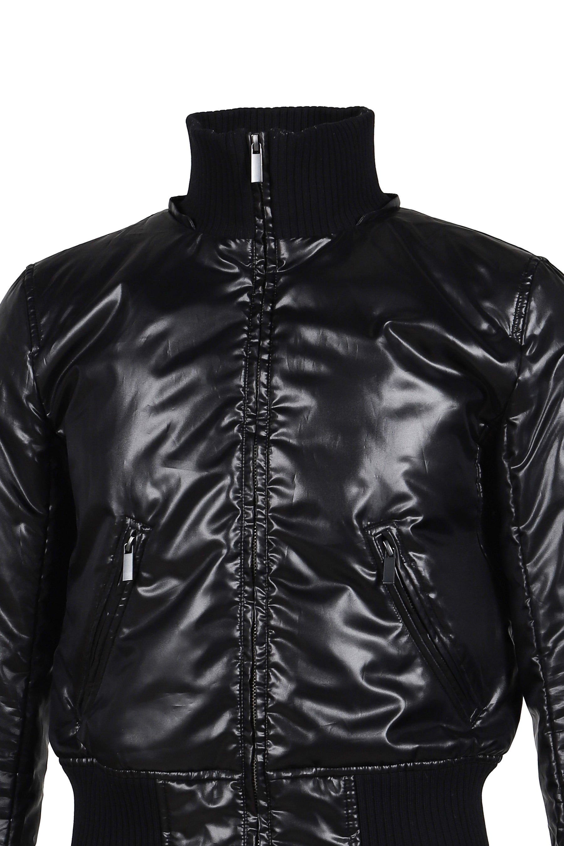 SHINY NYLON SHRUNKEN JACKET / BLK