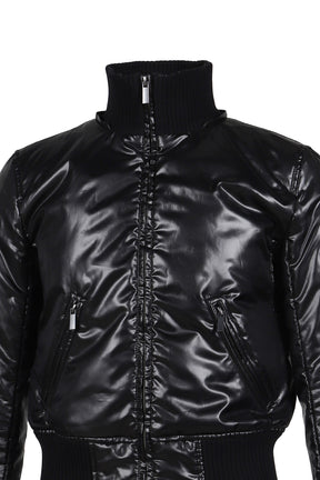 SHINY NYLON SHRUNKEN JACKET / BLK