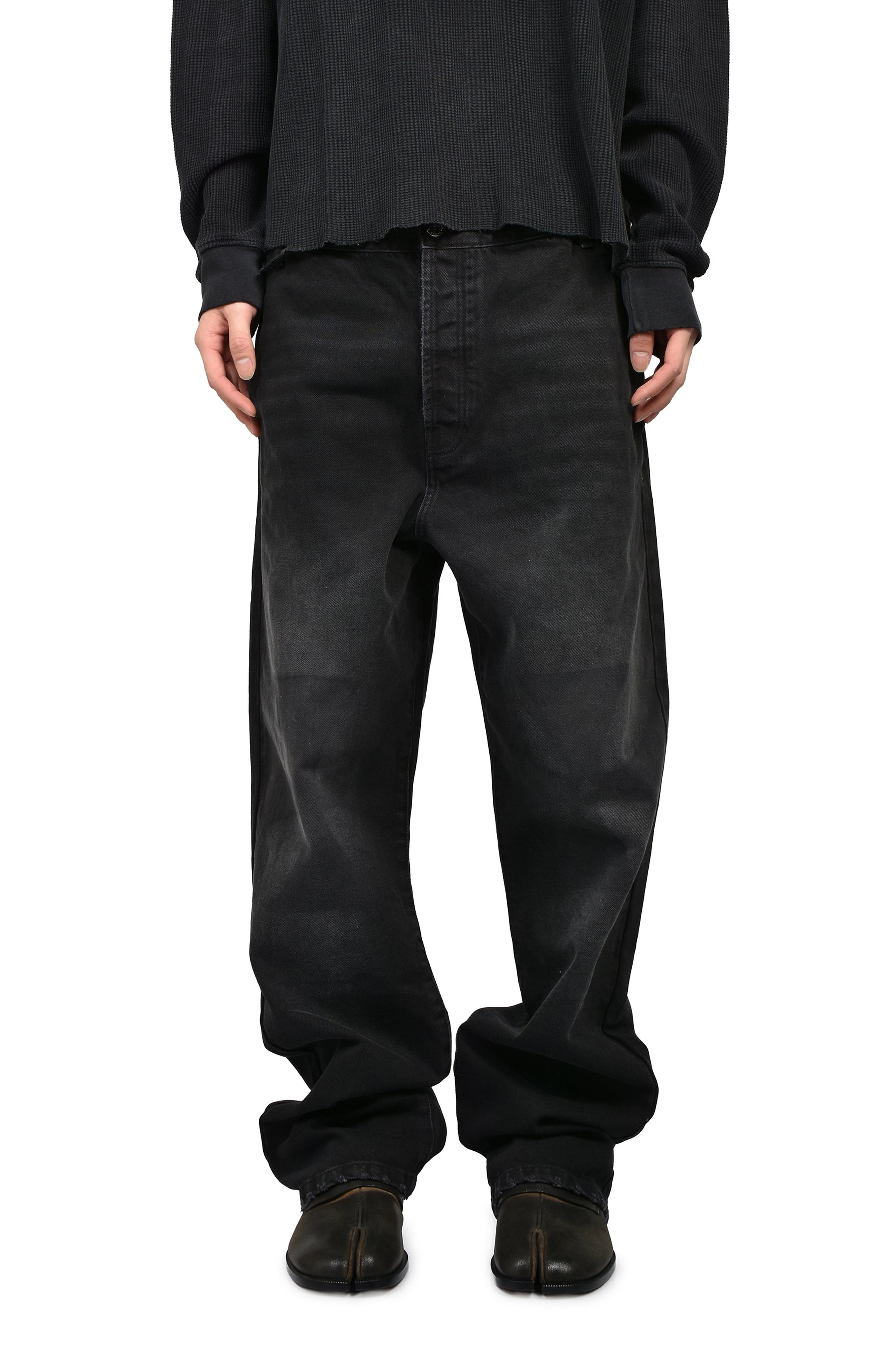 ASKYURSELF SS26 CROSS PATCH BAGGY JEANS / VINTAGE BLK - NUBIAN