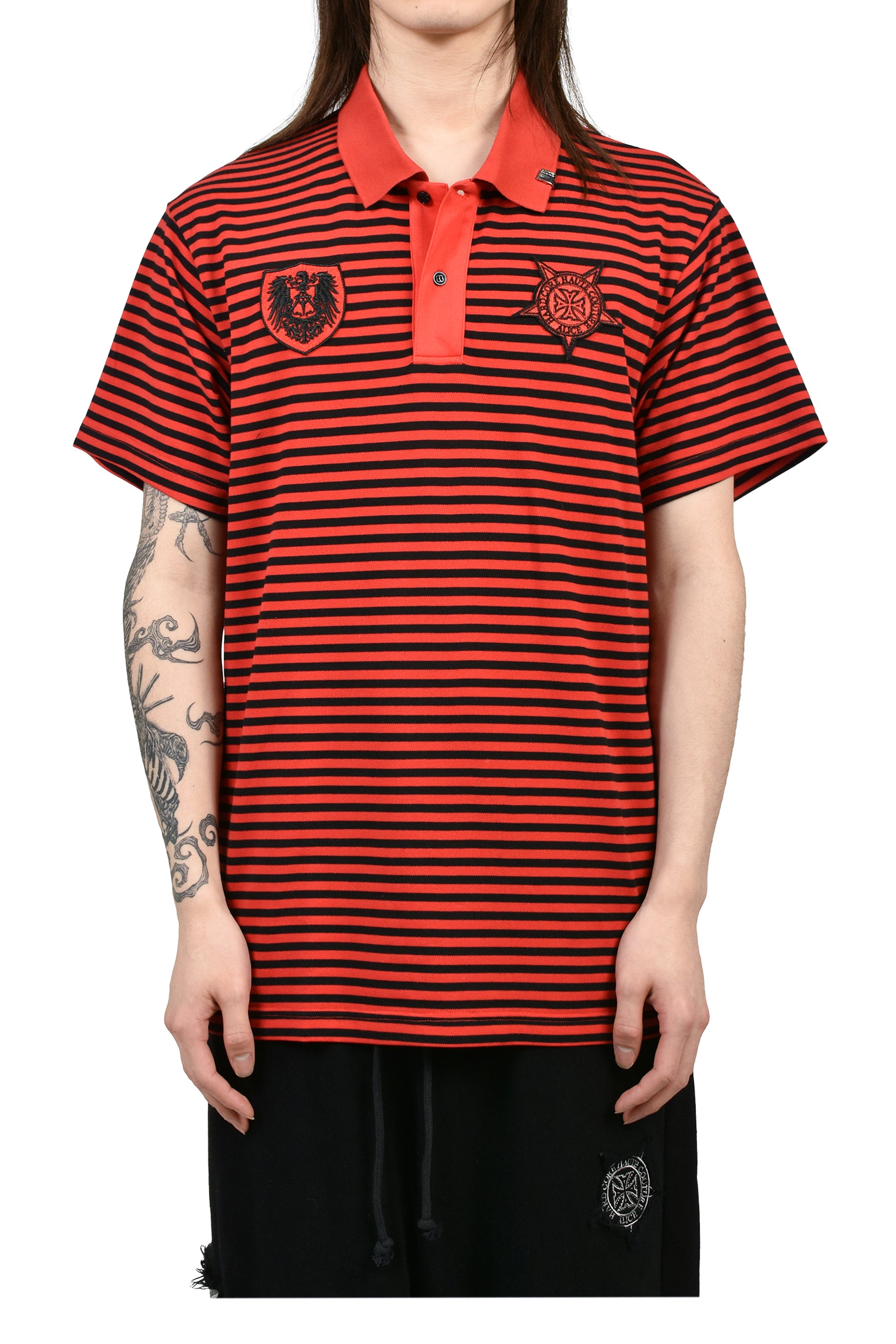 STRIPED POLO SHIRT / RED