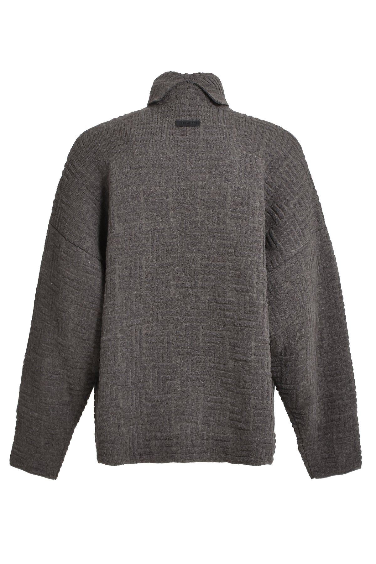 BOUCLE JACQUARD HIGH NECK RELAXED SWEATER / MELANGE BLK