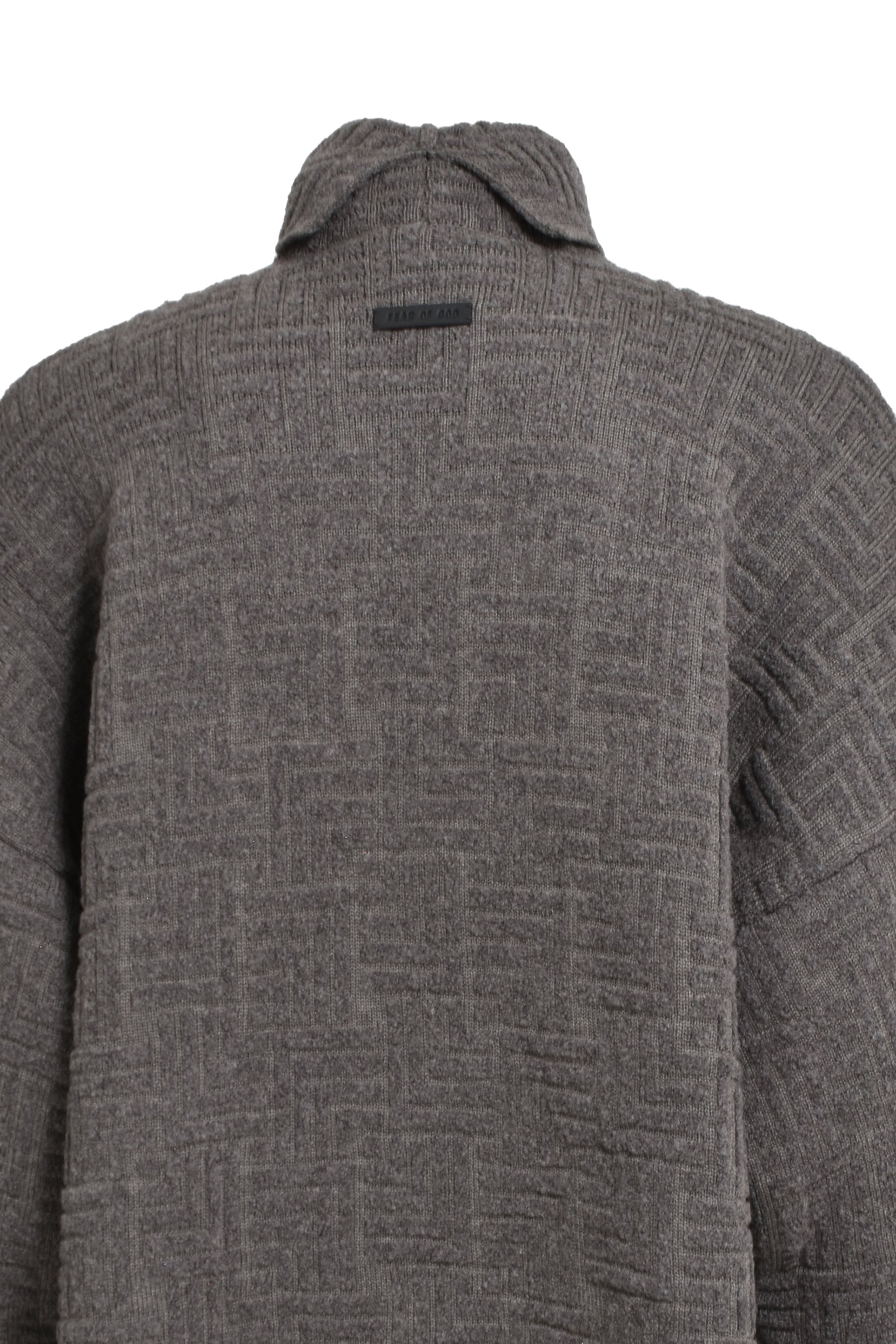 BOUCLE JACQUARD HIGH NECK RELAXED SWEATER / MELANGE BLK