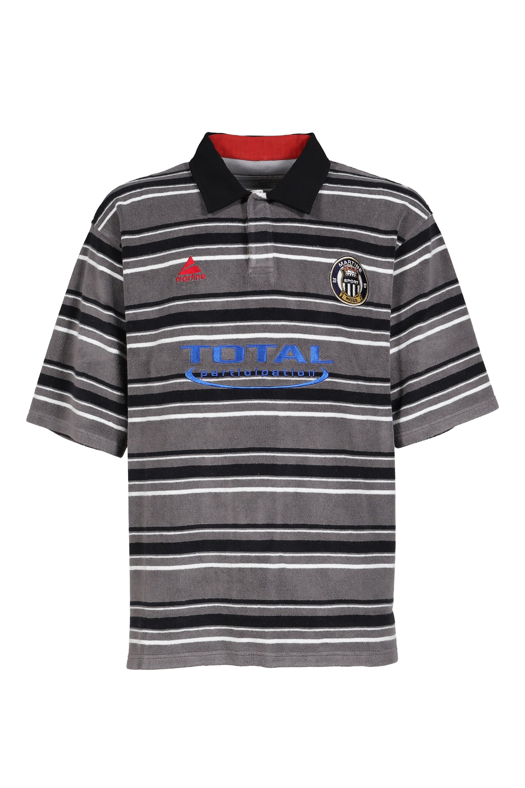 OVERSIZED S/S POLO / GRY BLK STRIPE GRY