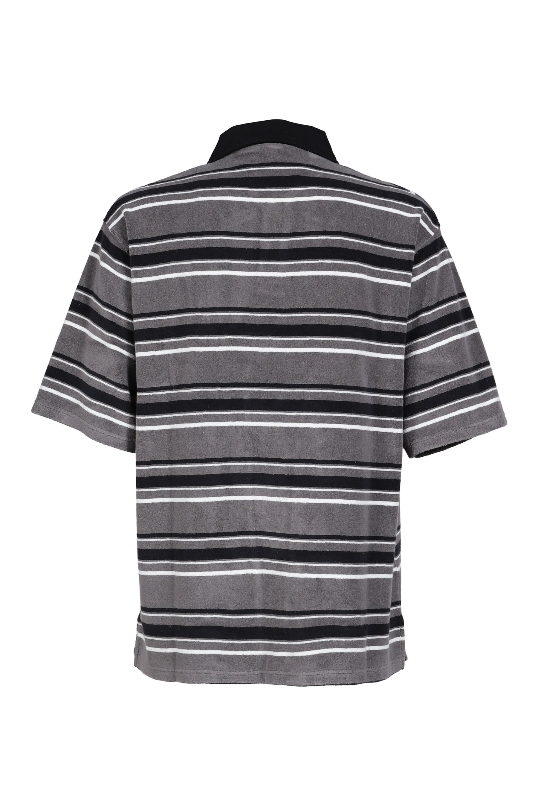OVERSIZED S/S POLO / GRY BLK STRIPE GRY
