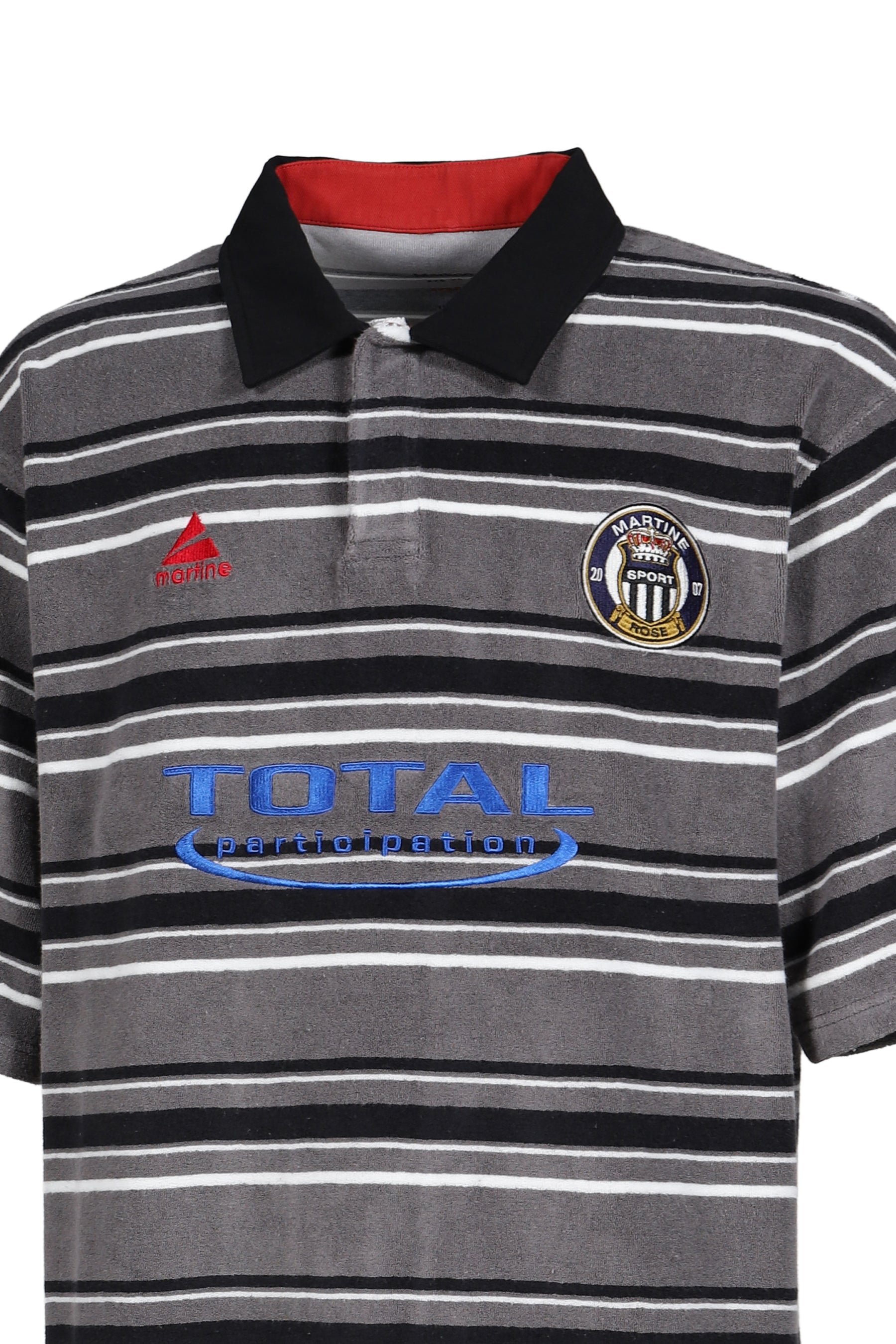 OVERSIZED S/S POLO / GRY BLK STRIPE GRY