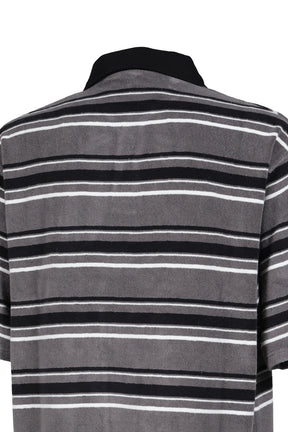 OVERSIZED S/S POLO / GRY BLK STRIPE GRY