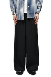 AGED CANVAS WIDE TROUSERS / BLK EBONY