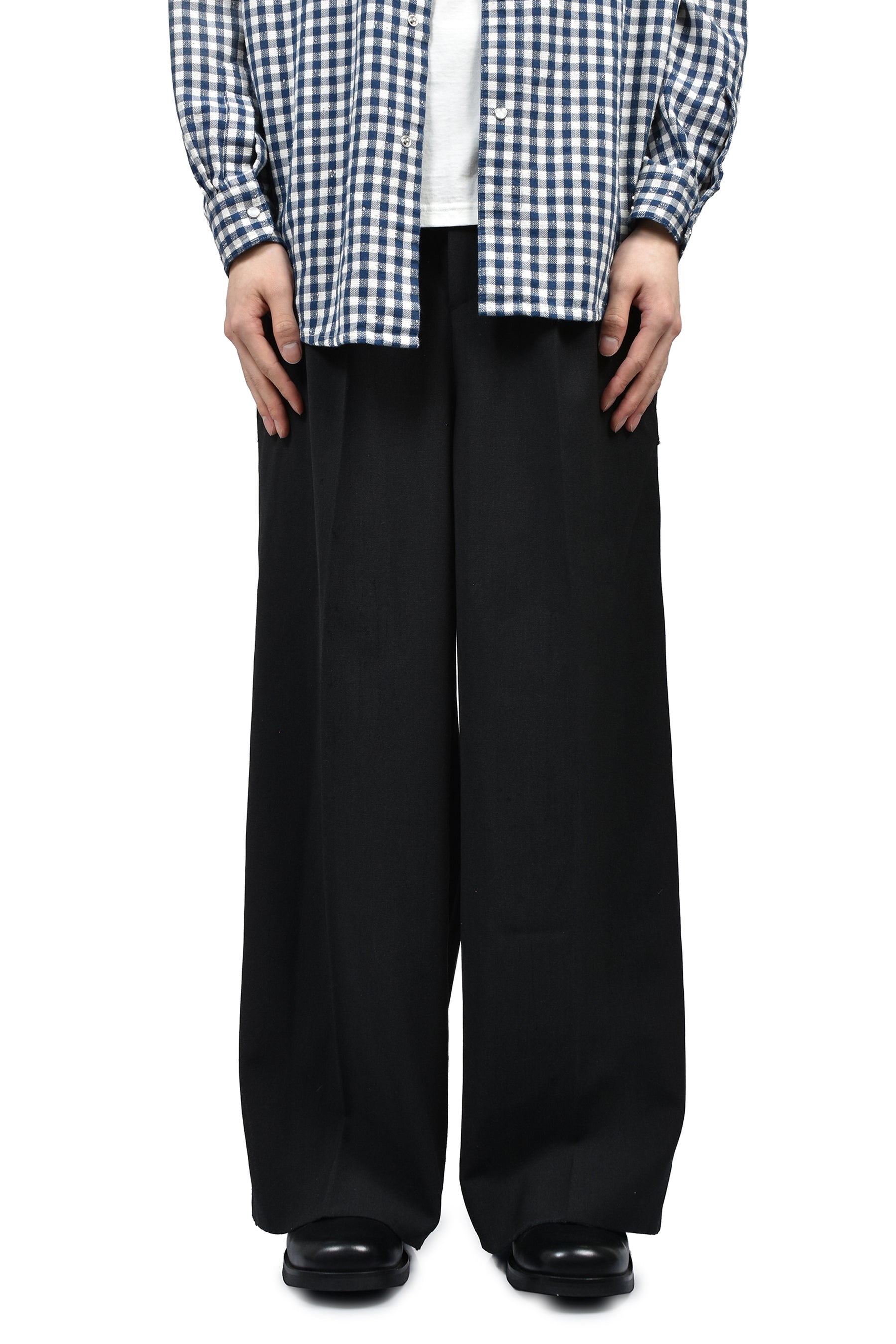 MASU エムエーエスユー SS26 AGED CANVAS WIDE TROUSERS / BLK EBONY