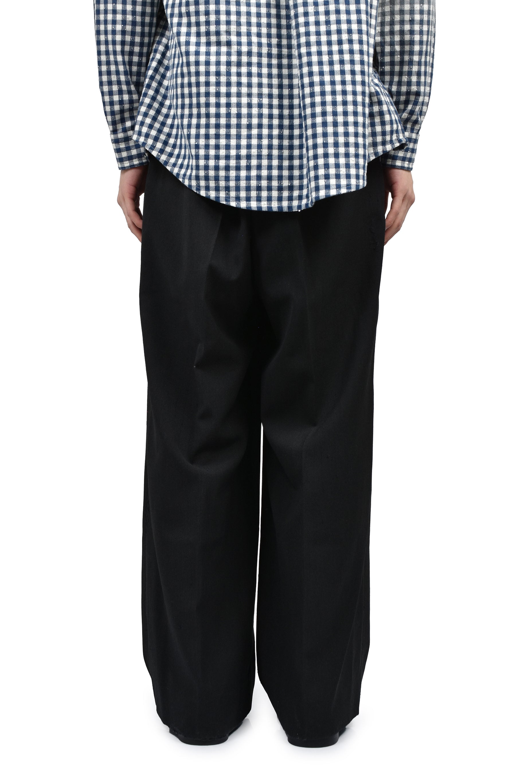 AGED CANVAS WIDE TROUSERS / BLK EBONY