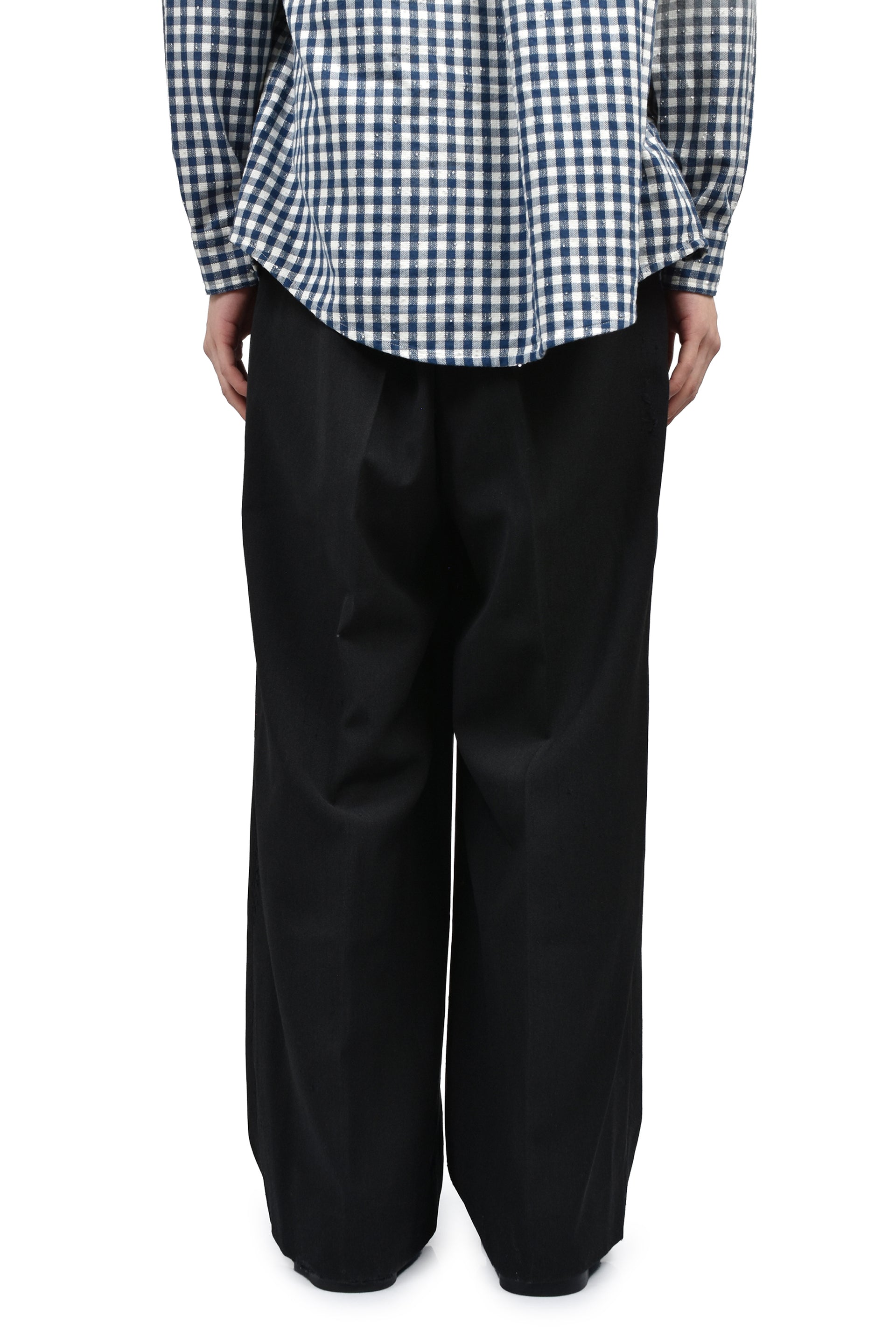 AGED CANVAS WIDE TROUSERS / BLK EBONY