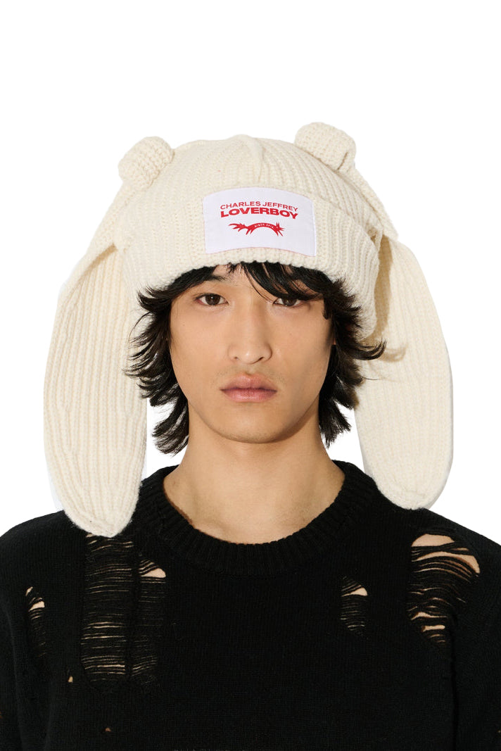 CHUNKY RABBIT BEANIE / ECRU 
