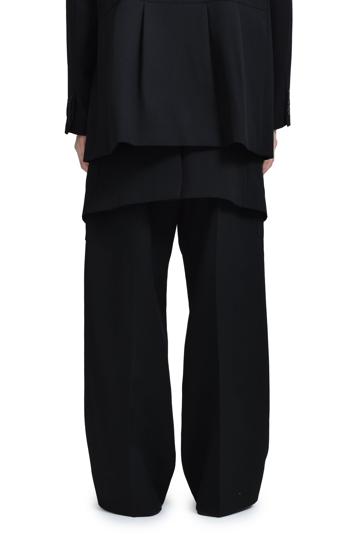 TAILORED HEM LAYERED HIGHT WEST WIDE SLACKS / BLK