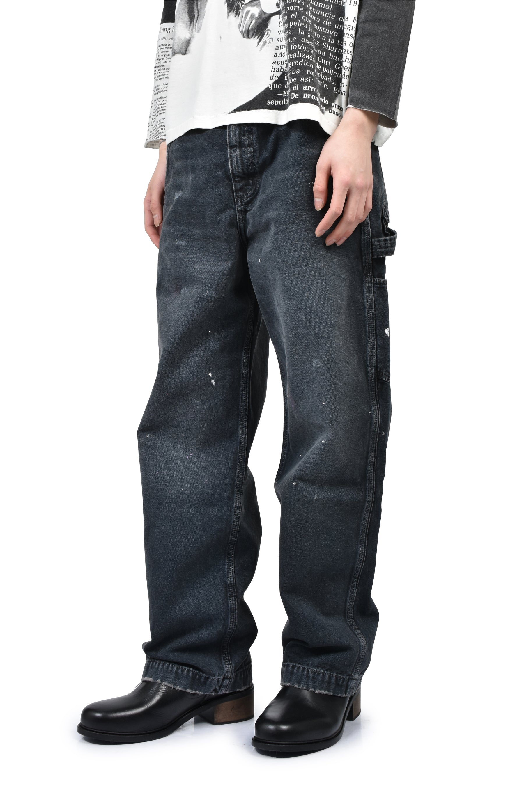 PAINT PANTS / WASHED BLK