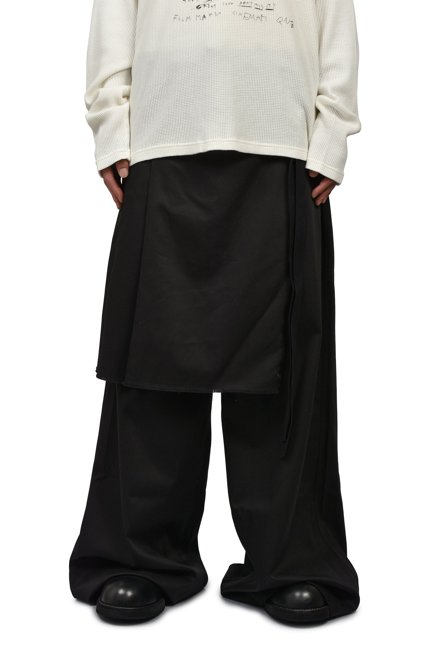 MARKE COMFORT LOUNGE PANTS WITH BELTED APRON / BLK