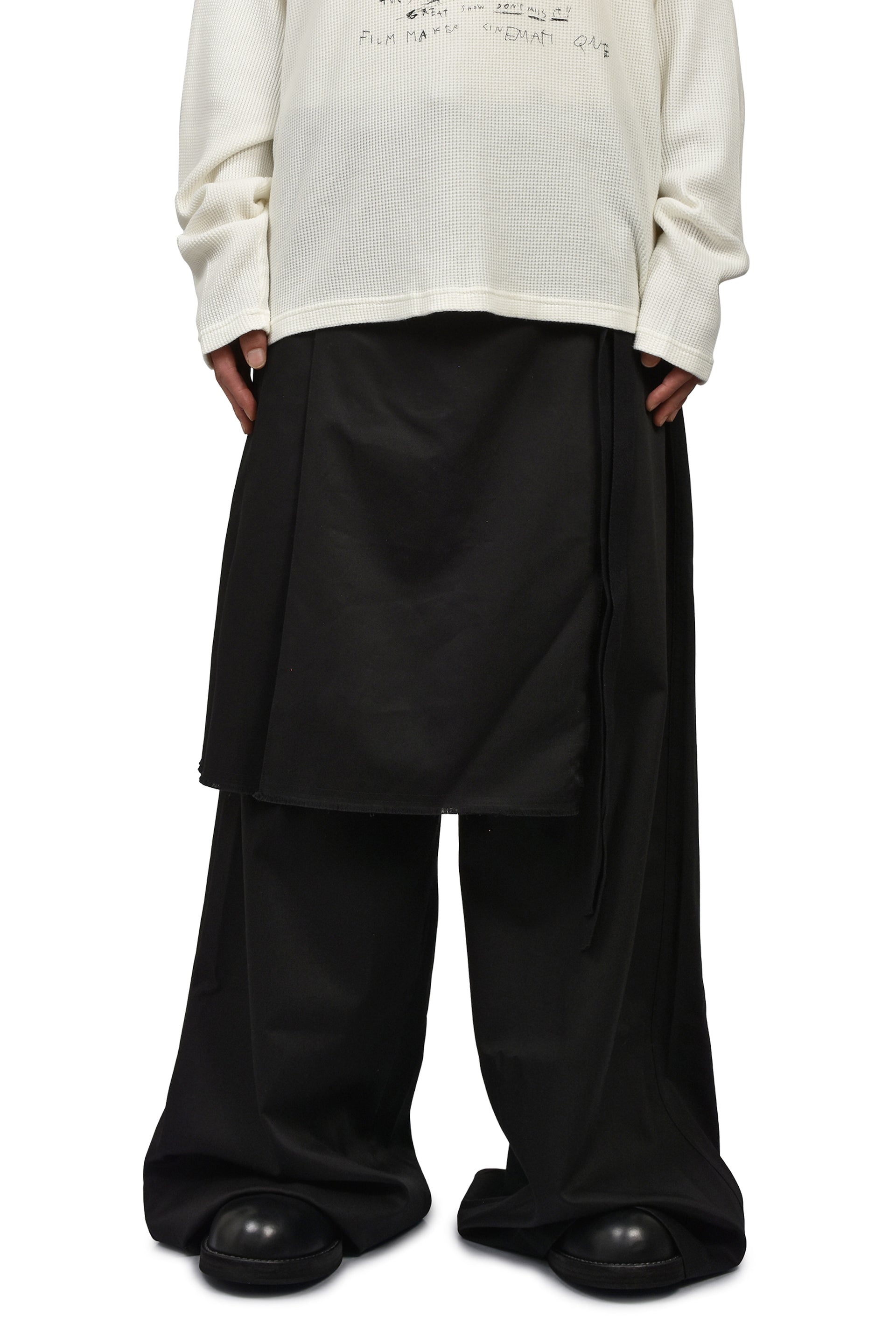 MARKE COMFORT LOUNGE PANTS WITH BELTED APRON / BLK