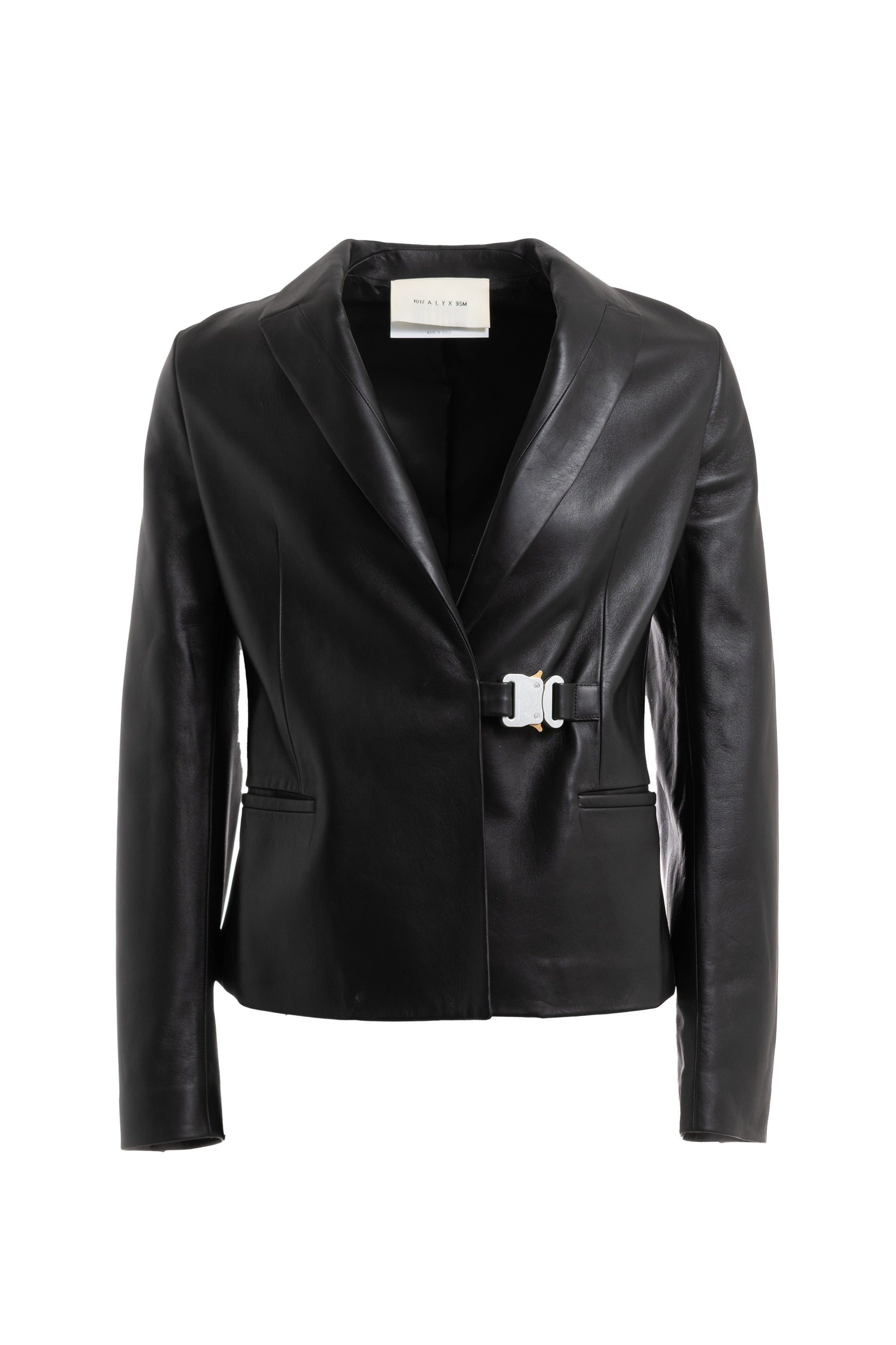 LEATHER BUCKLE BLAZER / BLK