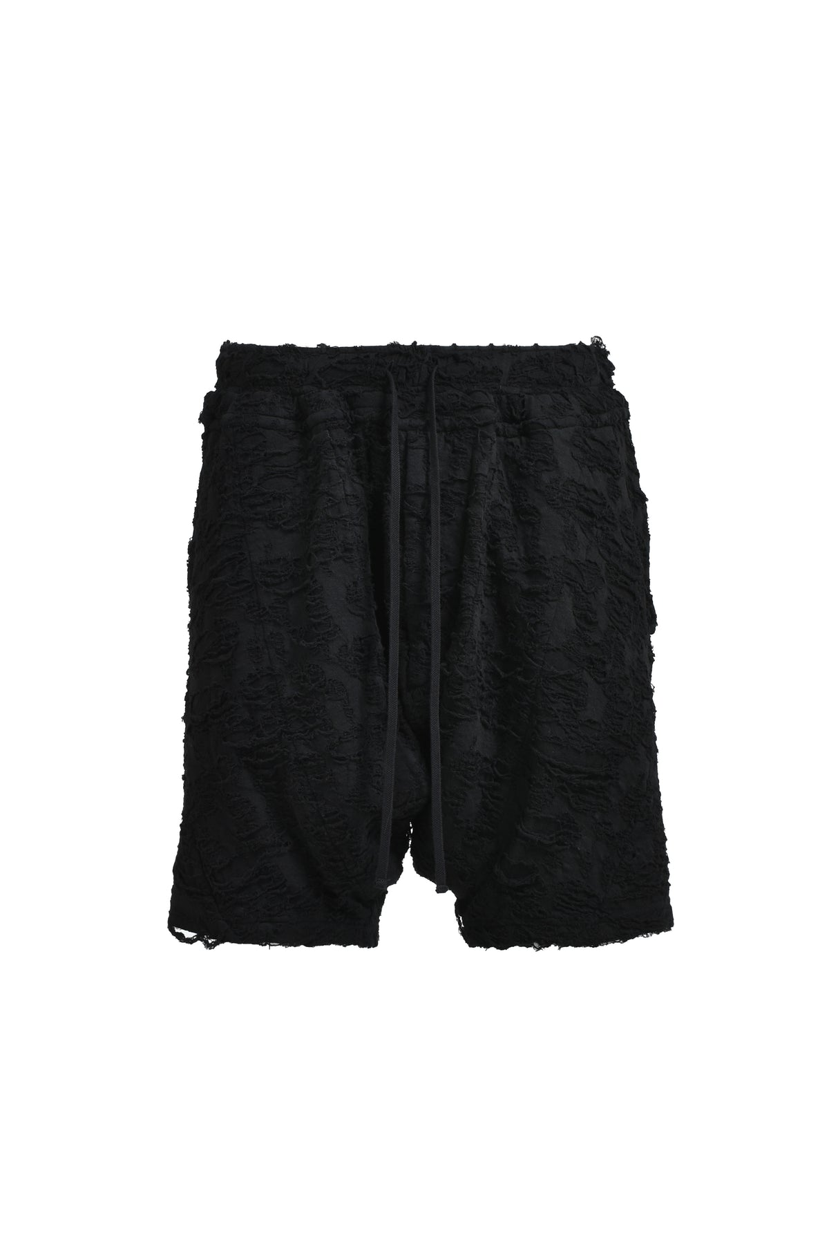 COTTON DAMAGE JACQUARD SHORTS / BLK