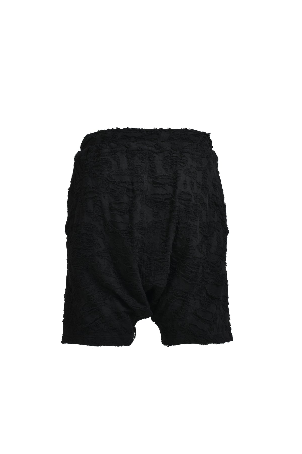 COTTON DAMAGE JACQUARD SHORTS / BLK