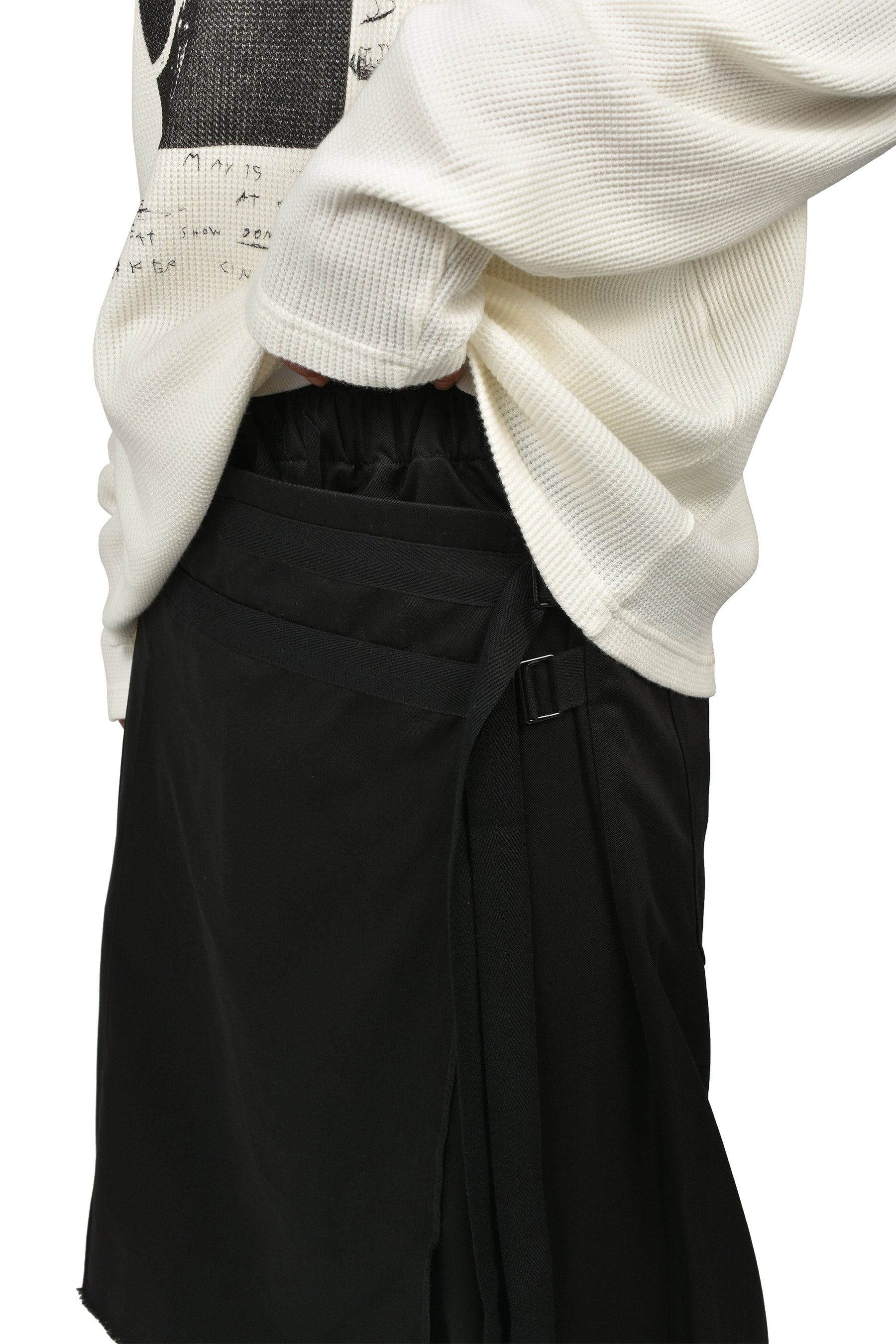 MARKE COMFORT LOUNGE PANTS WITH BELTED APRON / BLK