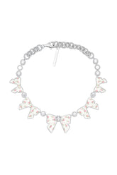 CERAMICS BOWKNOT ZIRCON NECKLACE / PNK GRN