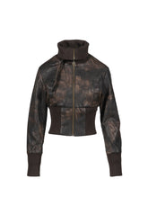 VINTAGE BIKER STYLE LEATHER JACKET / BRWN