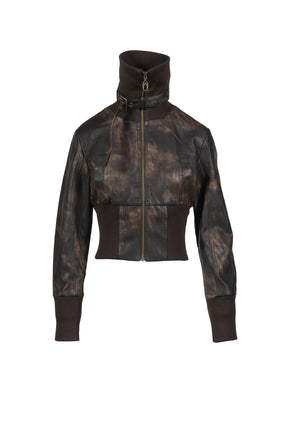 VINTAGE BIKER STYLE LEATHER JACKET / BRWN