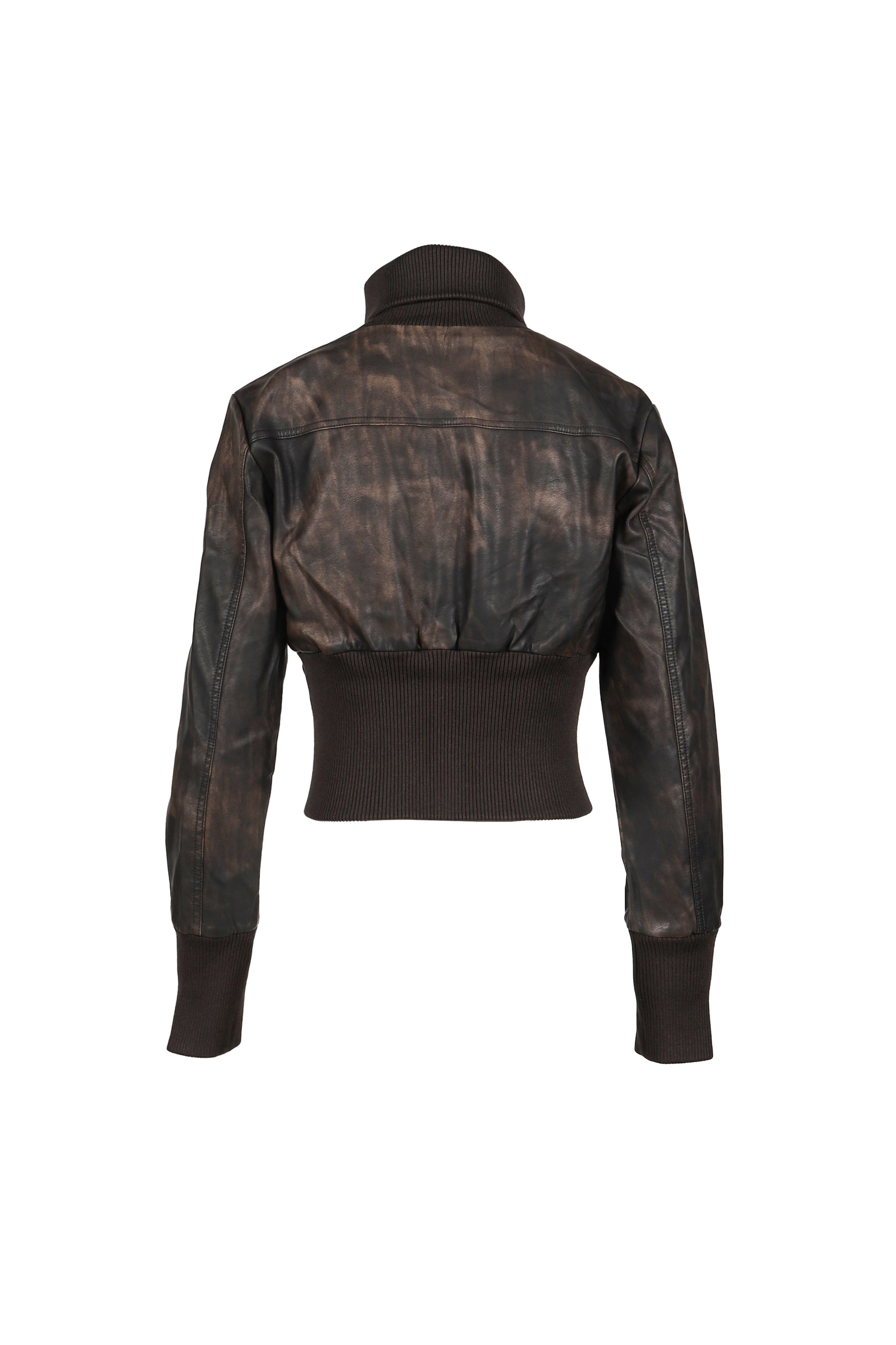 VINTAGE BIKER STYLE LEATHER JACKET / BRWN