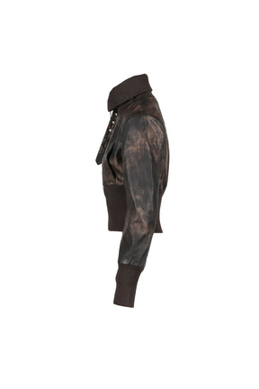 VINTAGE BIKER STYLE LEATHER JACKET / BRWN