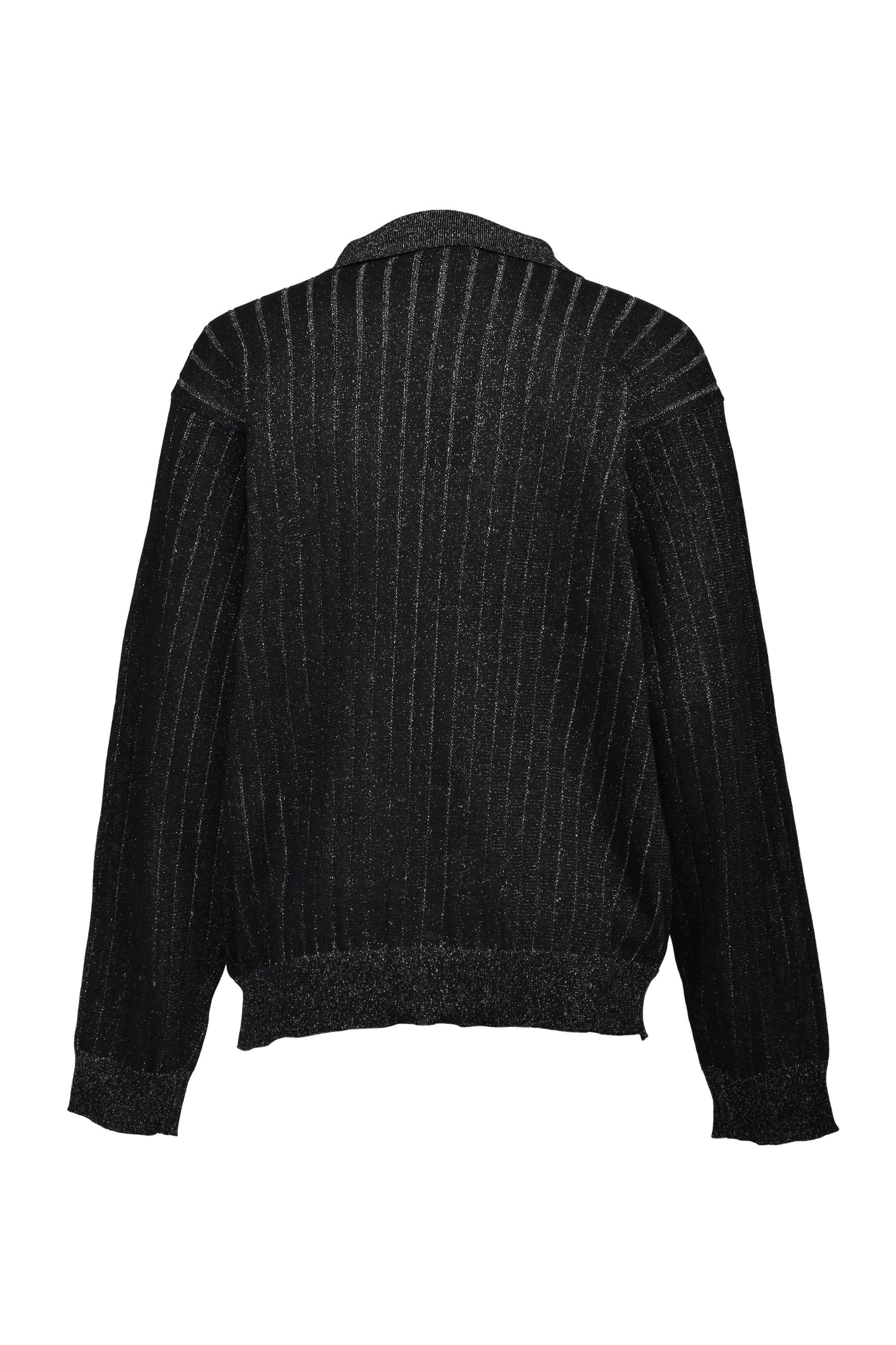 SCRIPT LOGO KNIT ZIP UP JACKET / BLK